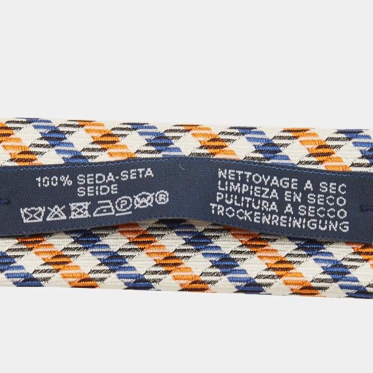 مملوكة مسبقًا Hermès Multicolor English Boy Silk Jacquard Slim Tie