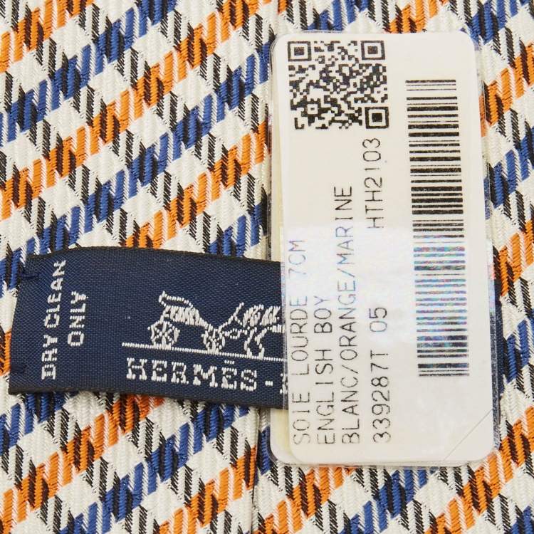 مملوكة مسبقًا Hermès Multicolor English Boy Silk Jacquard Slim Tie