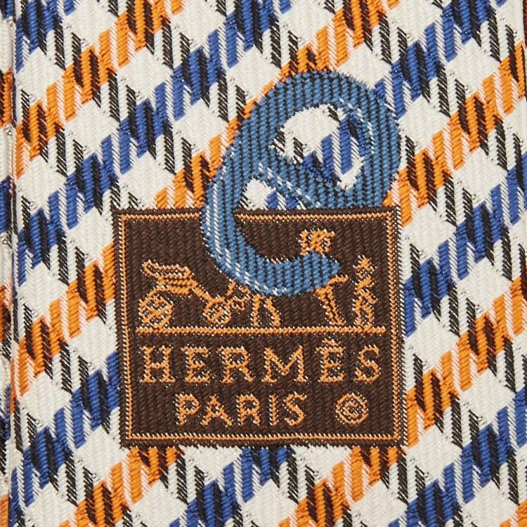 مملوكة مسبقًا Hermès Multicolor English Boy Silk Jacquard Slim Tie