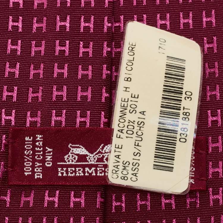 Pre Owned Hermès Dark Pink H Patterned Silk Tie