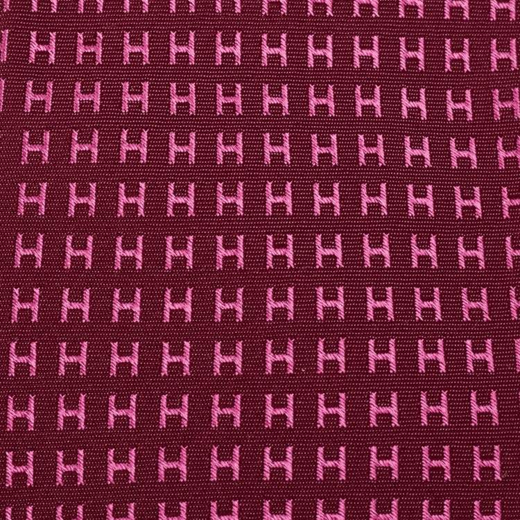 Pre Owned Hermès Dark Pink H Patterned Silk Tie