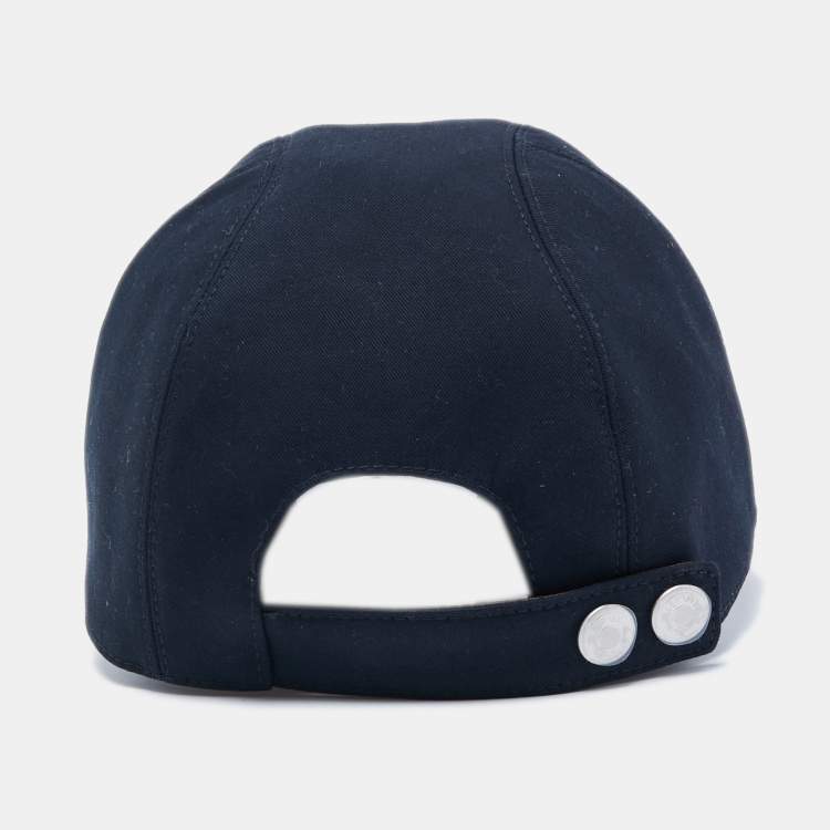 Pre Owned Hermes Navy Blue Cotton Miles H Circle Cap Size 59