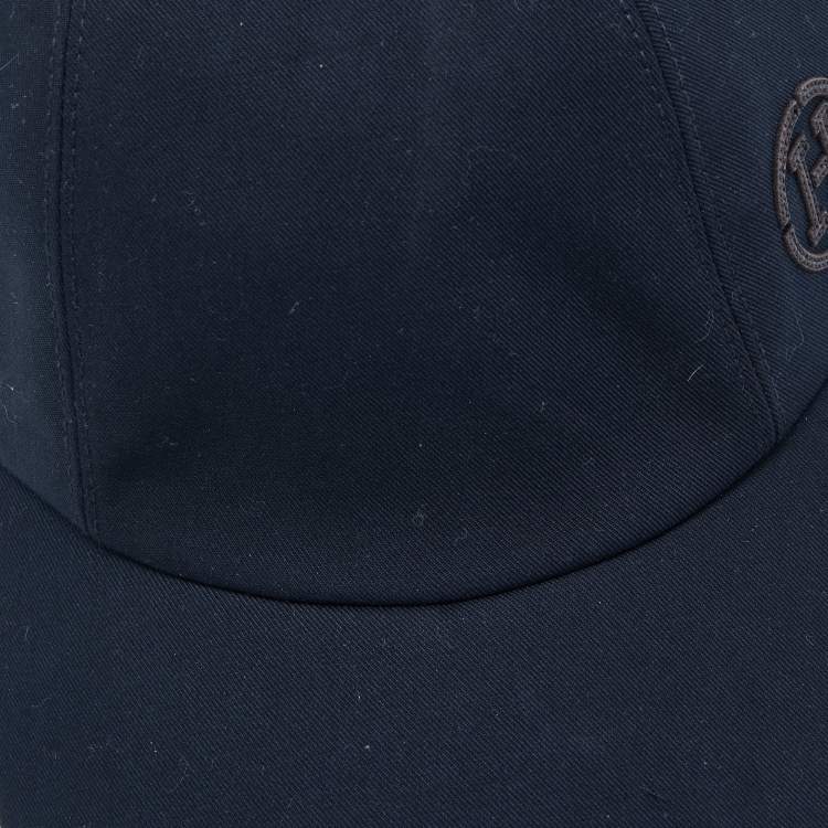 Pre Owned Hermes Navy Blue Cotton Miles H Circle Cap Size 59