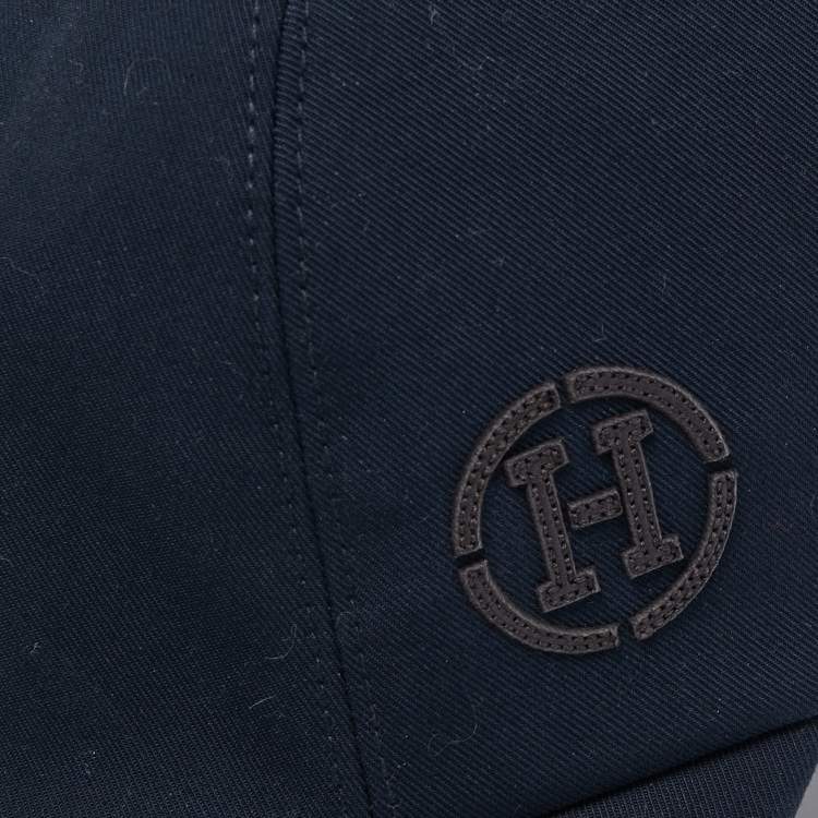 Pre Owned Hermes Navy Blue Cotton Miles H Circle Cap Size 59