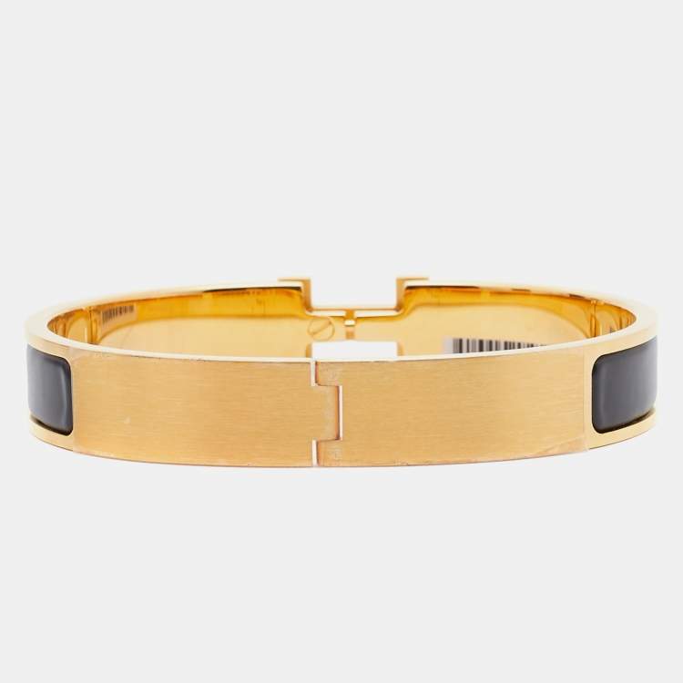 Pre Owned Hermes Clic HH Enamel Gold Plated Bracelet