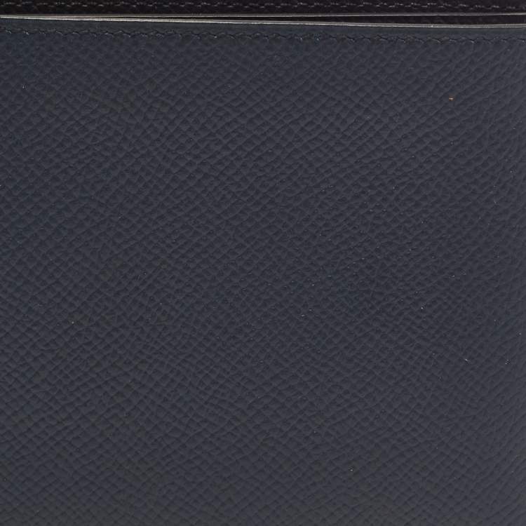 Pre Owned Hermes Bleu Indigo/Vert Cypres/Noir Epsom Leather MC² Copernic Compact Wallet 