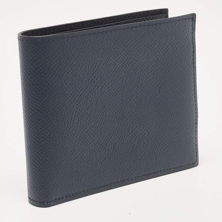 Pre Owned Hermes Bleu Indigo/Vert Cypres/Noir Epsom Leather MC² Copernic Compact Wallet 