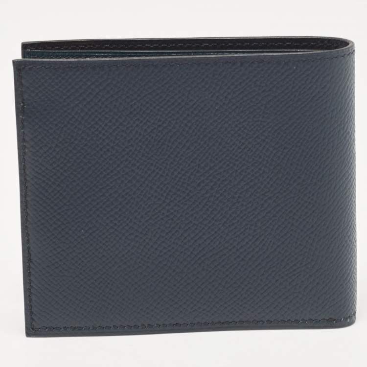 Pre Owned Hermes Bleu Indigo/Vert Cypres/Noir Epsom Leather MC² Copernic Compact Wallet 