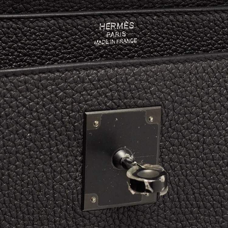 Pre Owned Hermes Noir Togo Leather Kelly Depeches Monochrome 36 Briefcase
