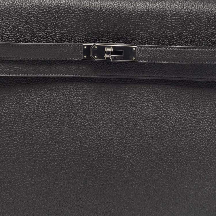 Pre Owned Hermes Noir Togo Leather Kelly Depeches Monochrome 36 Briefcase