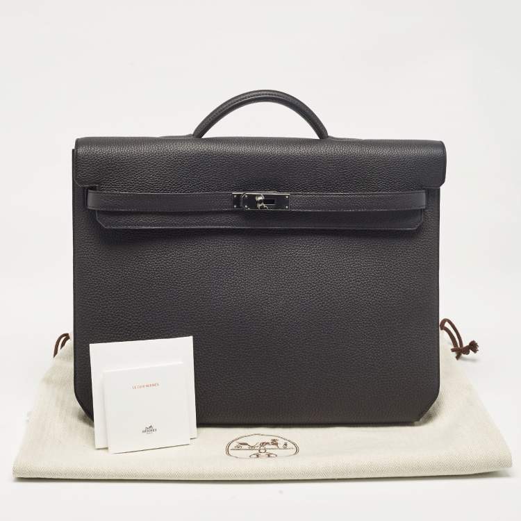 Pre Owned Hermes Noir Togo Leather Kelly Depeches Monochrome 36 Briefcase