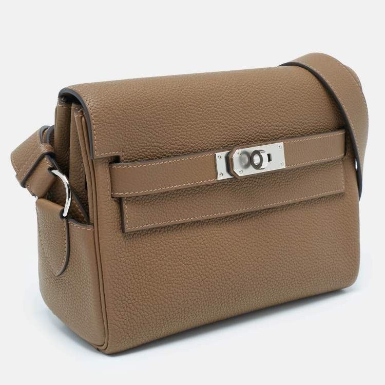 Pre Owned Hermès Alezan Togo Leather Palladium Finish Kelly Messenger PM Bag