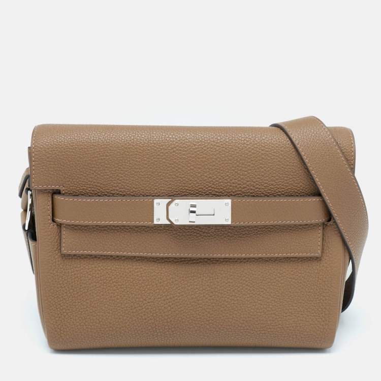 Pre Owned Hermès Alezan Togo Leather Palladium Finish Kelly Messenger PM Bag