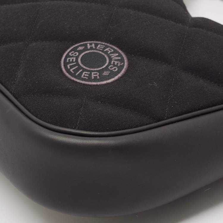 Pre Owned Hermès Noir/Graphite Woolycot Canvas and Swift Leather Horseback Bag