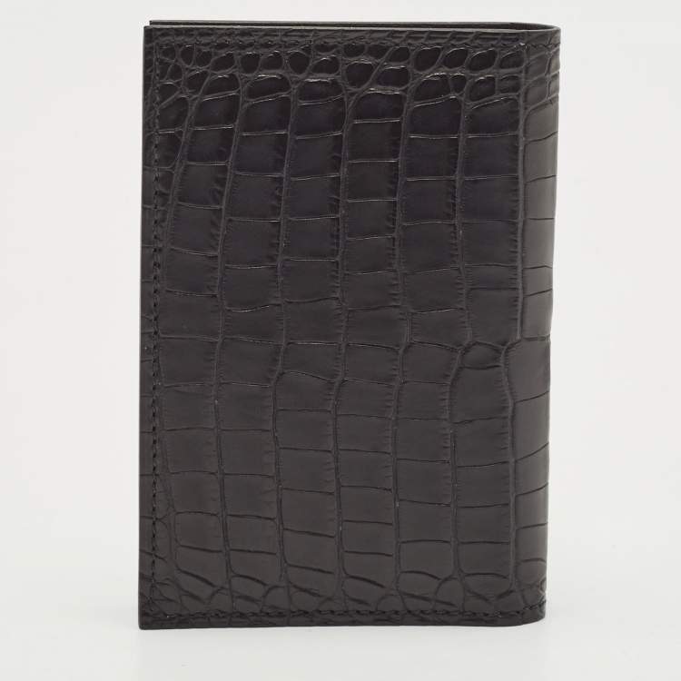 Pre Owned Hermès Noir Alligator Mississippiensis MC² Euclide Card Holder