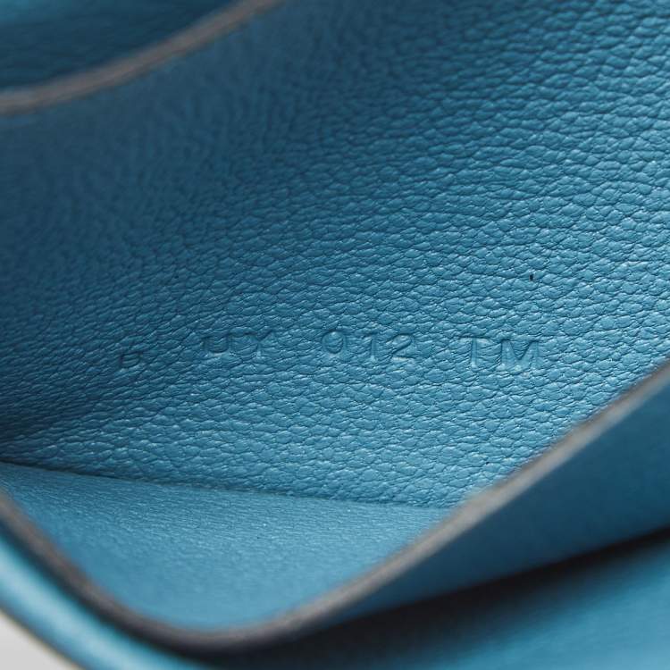 Pre Owned Hermès Bleu Jean Evercolor Leather H Sellier Card Holder