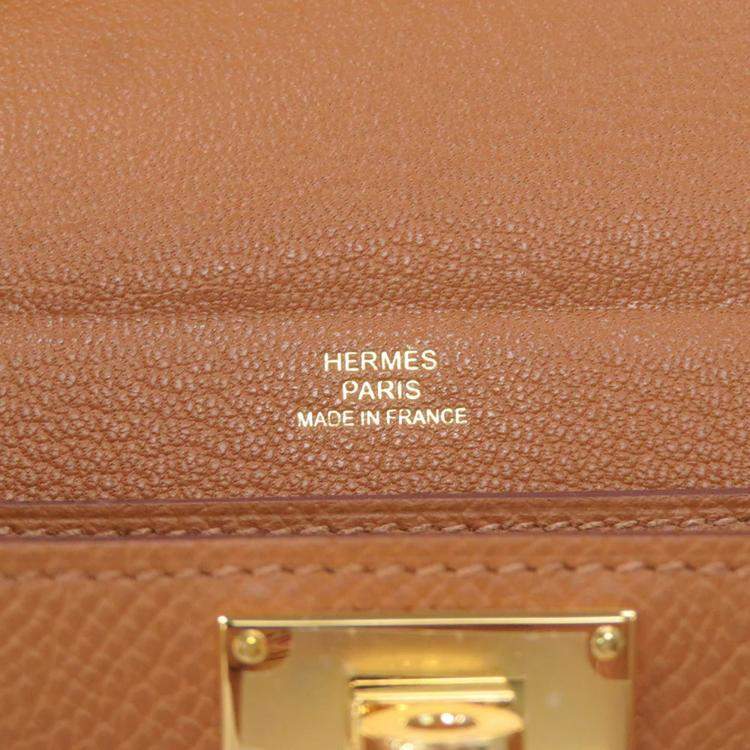 Pre Owned Hermes Kelly Multi Pocket Gold Epsom Bag 