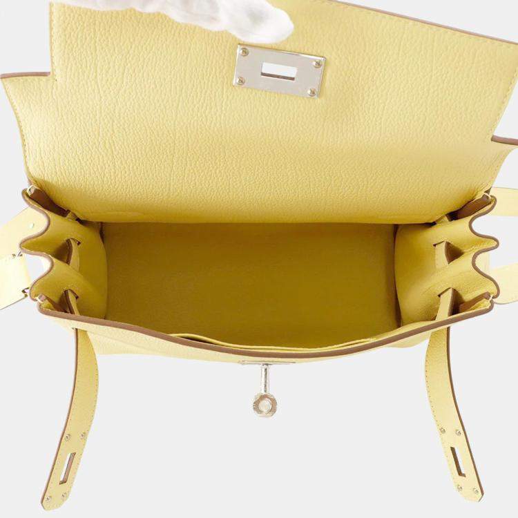 Pre Owned Hermes Kelly Messenger Jaune Poussin Togo Leather Size Pm