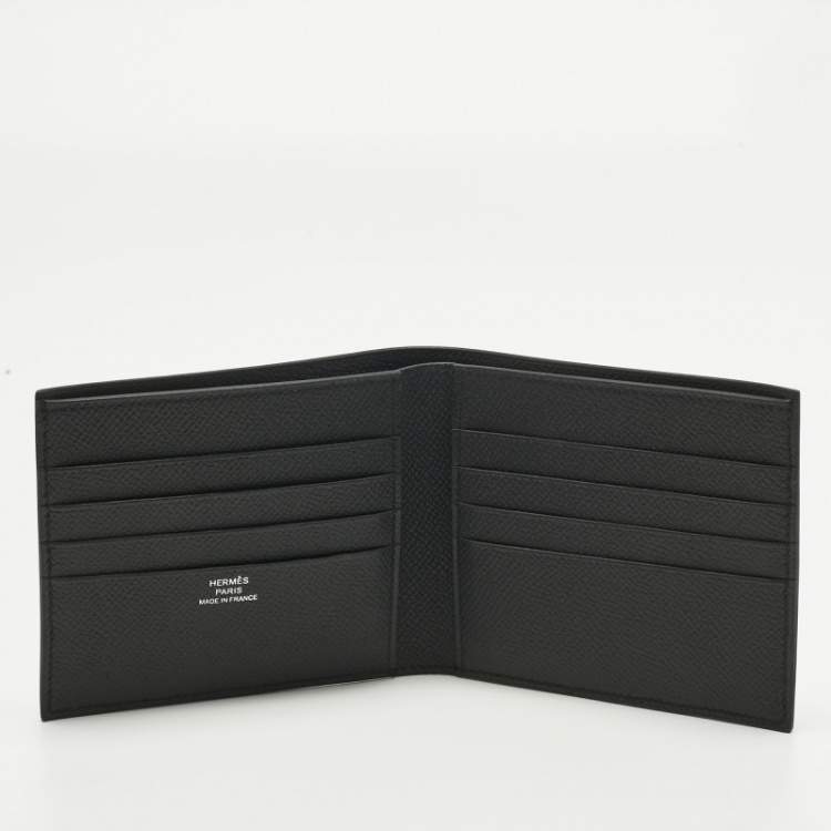 Pre Owned Herm ès Black Black Madame Leather Citizen Twill Wallet