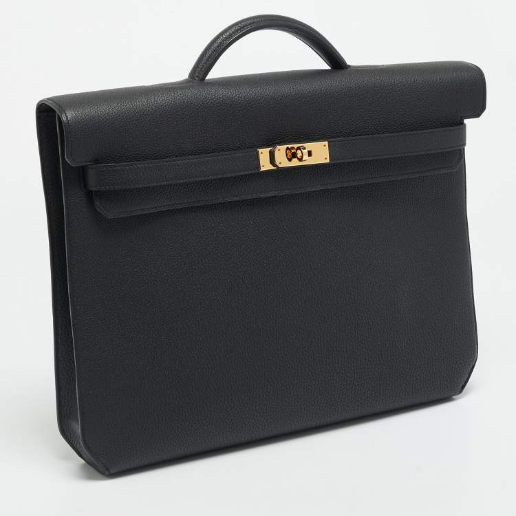 Pre Owned Hermès Kelly Depeches 36 Noir Togo Leather Briefcase