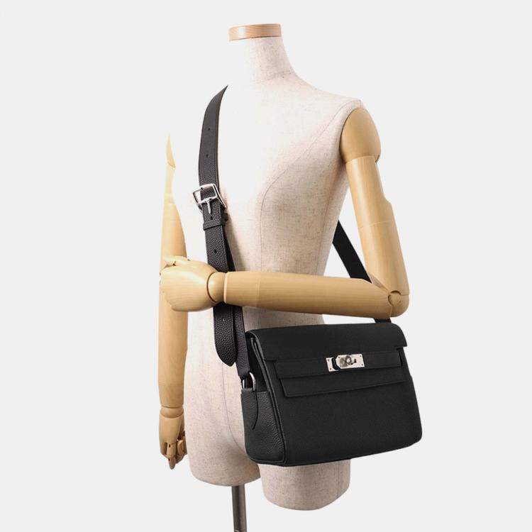 Pre Owned Hermes Kelly Messenger Black Togo Leather Size Pm