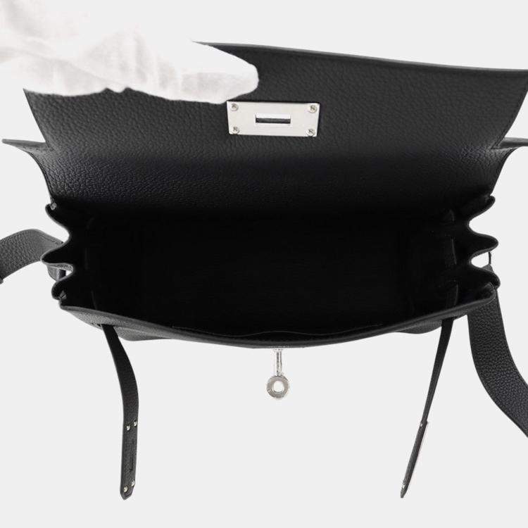 Pre Owned Hermes Kelly Messenger Black Togo Leather Size Pm