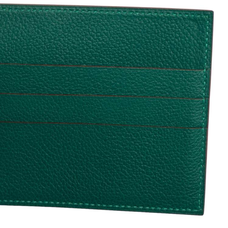 Pre Owned Hermes Gold/Vert Vertigo Evercolor Leather Poker Compact Wallet