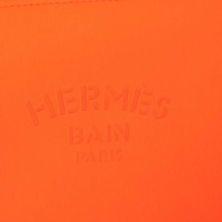 Pre Owned Hermes Neon Orange Neoprene Small Neobain Pouch