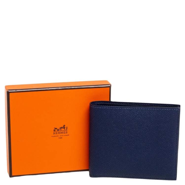 Pre Owned Hermes Blue Nuit Epsom Leather MC² Copernic Compact Wallet
