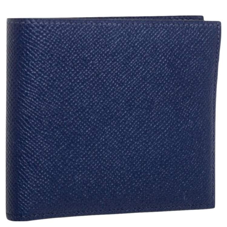 Pre Owned Hermes Blue Nuit Epsom Leather MC² Copernic Compact Wallet