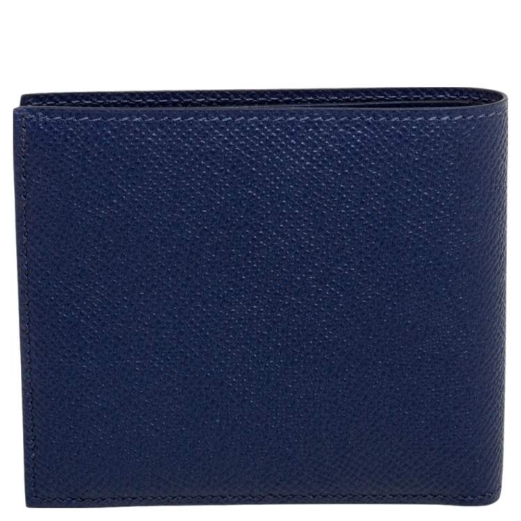 Pre Owned Hermes Blue Nuit Epsom Leather MC² Copernic Compact Wallet