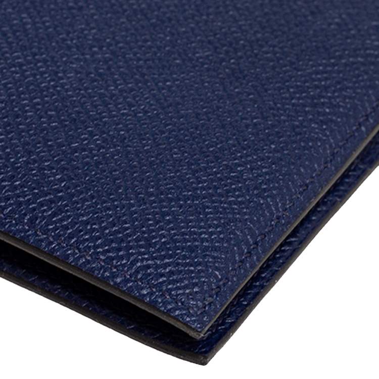 Pre Owned Hermes Blue Nuit Epsom Leather MC² Copernic Compact Wallet