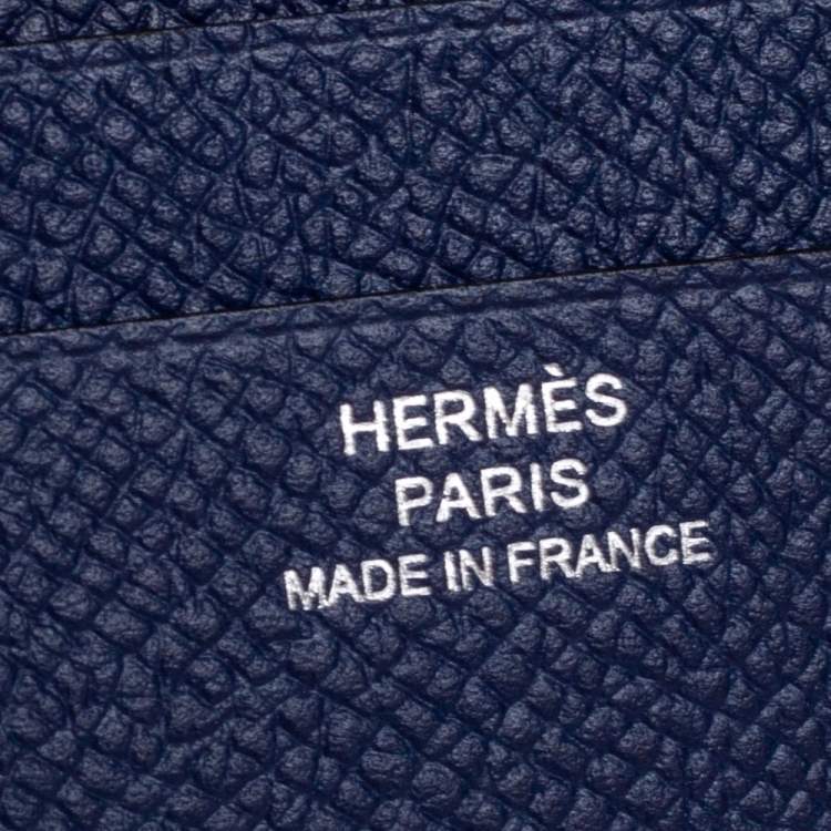 Pre Owned Hermes Blue Nuit Epsom Leather MC² Copernic Compact Wallet