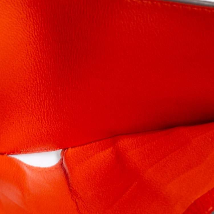Pre Owned Hermes Geranium Shiny Alligator Mc2 Copernic Bifold Wallet