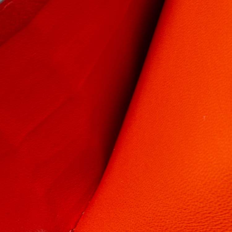 Pre Owned Hermes Geranium Shiny Alligator Mc2 Copernic Bifold Wallet