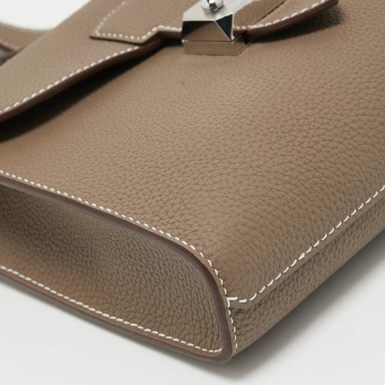 Pre Owned Hermès Etoupe Togo Leather Sac A Depeches 21 Bag