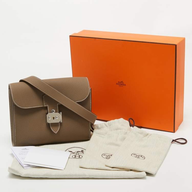 Pre Owned Hermès Etoupe Togo Leather Sac A Depeches 21 Bag