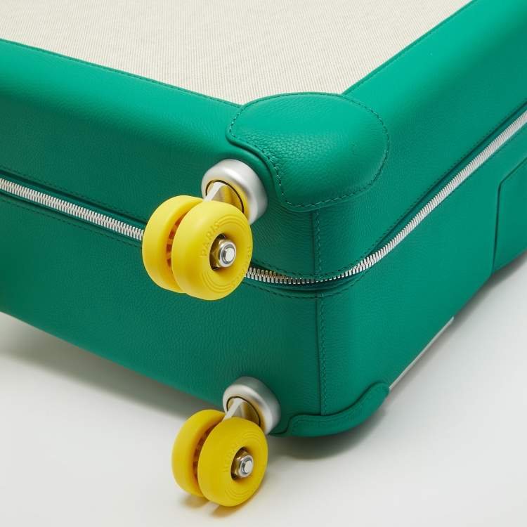 Pre Owned Hermes Vert Vertigo/Ecru Taurillon Regate and Toile H Canvas R.M.S. Trolley Luggage