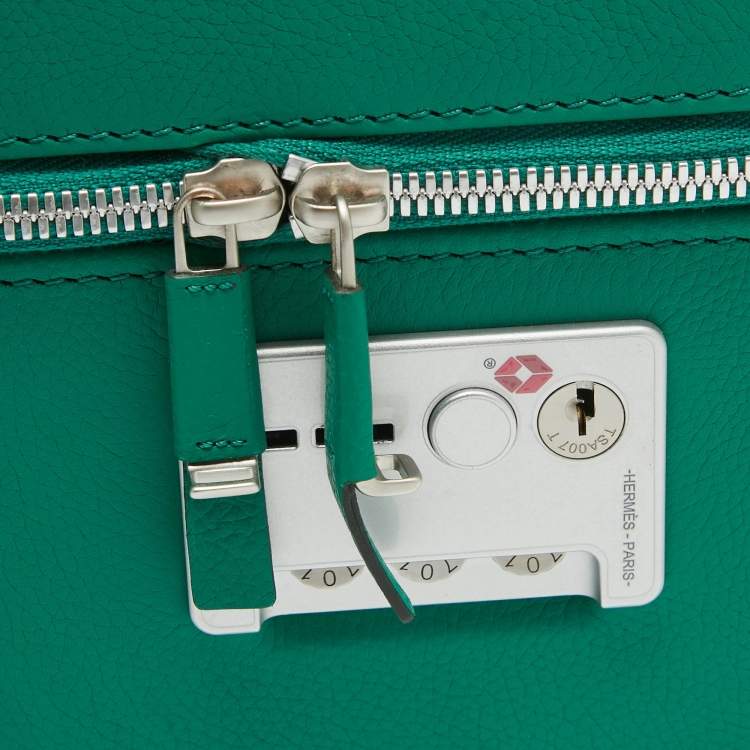Pre Owned Hermes Vert Vertigo/Ecru Taurillon Regate and Toile H Canvas R.M.S. Trolley Luggage