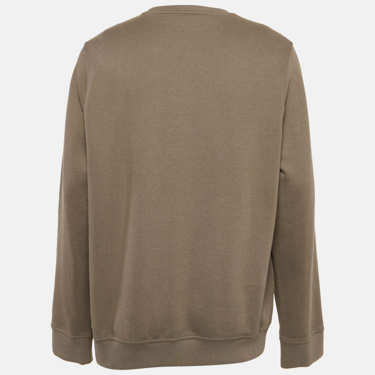 Pre Owned Hermes Grey Leather Applique Cotton Sweatshirt XXL