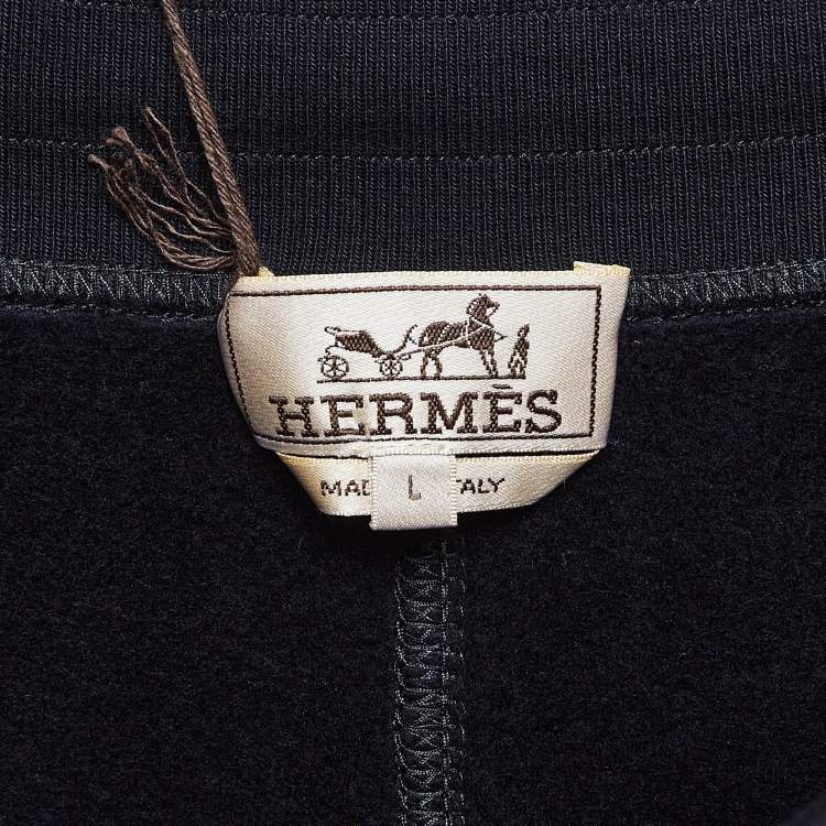 Pre Owned Hermes Black Cotton Jogger Pants L