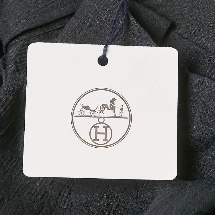 Pre Owned Hermès Black Cotton Jacquard Single Breasted Blazer XL