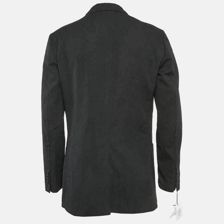 Pre Owned Hermès Black Cotton Jacquard Single Breasted Blazer XL