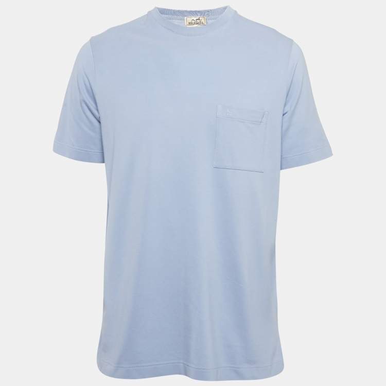 Pre Owned Hermès Lilac Cotton Pique Crew Neck T-Shirt L