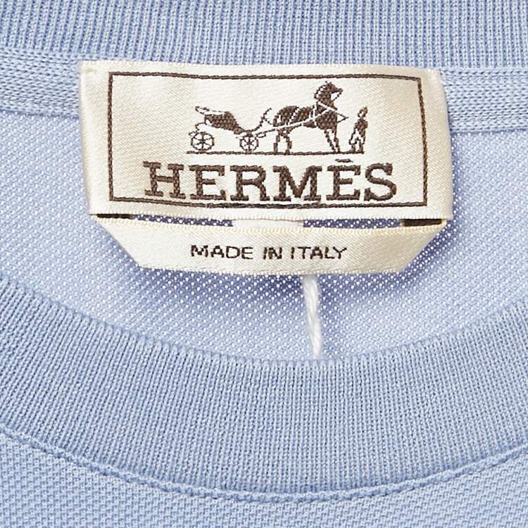 Pre Owned Hermès Lilac Cotton Pique Crew Neck T-Shirt L