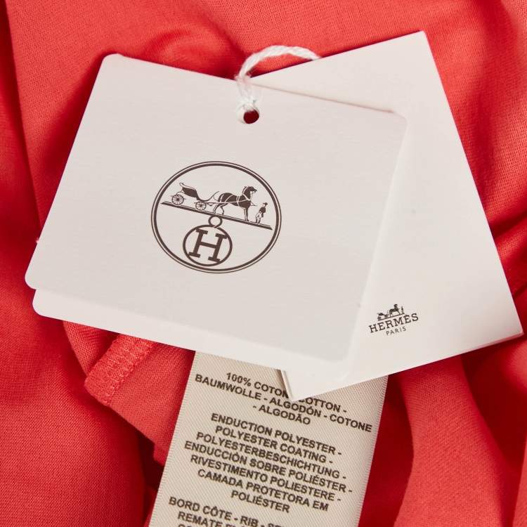 Pre Owned Hermès Pink Printed Cotton Crew Neck T-Shirt XS