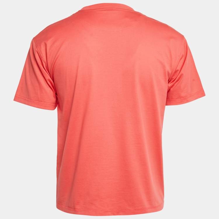 Pre Owned Hermès Pink Printed Cotton Crew Neck T-Shirt XS