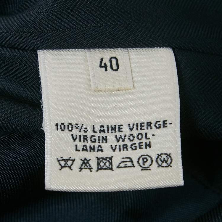 Pre Owned جاكيت بليزر هيرميس صوف نافي بلو نمط متعرج جداً صغير جداً