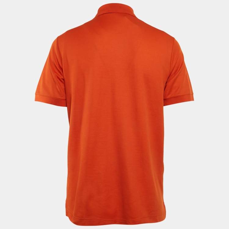 Pre Owned Hermes Orange Cotton Pique Polo T-Shirt XL