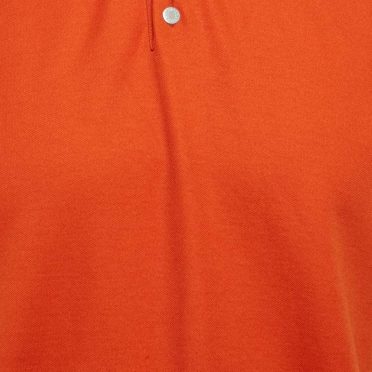 Pre Owned Hermes Orange Cotton Pique Polo T-Shirt XL